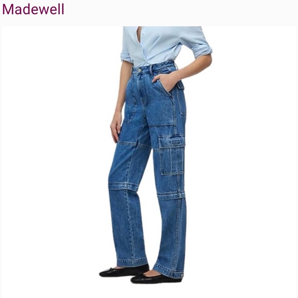 Madewell Denim - Madewell Baggy Straight Cargo Jeans Zip Off Edition Sz 27